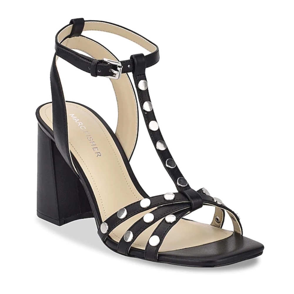 Marc Fisher QUILON SANDAL Black Studded Heels 8